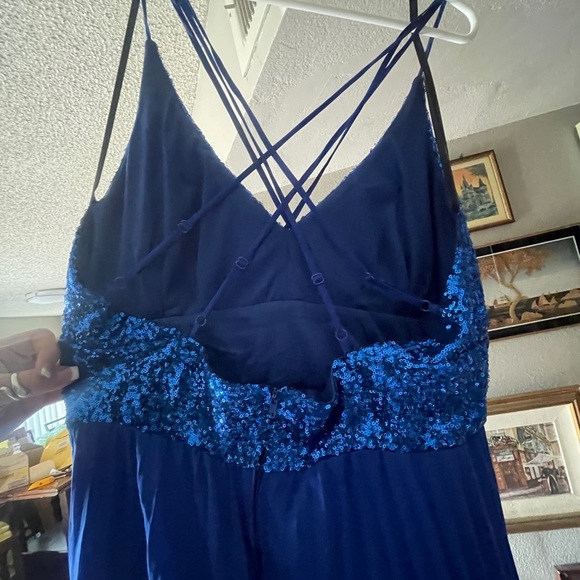 Bright Blue Strappy Gown - Picture 4 of 10